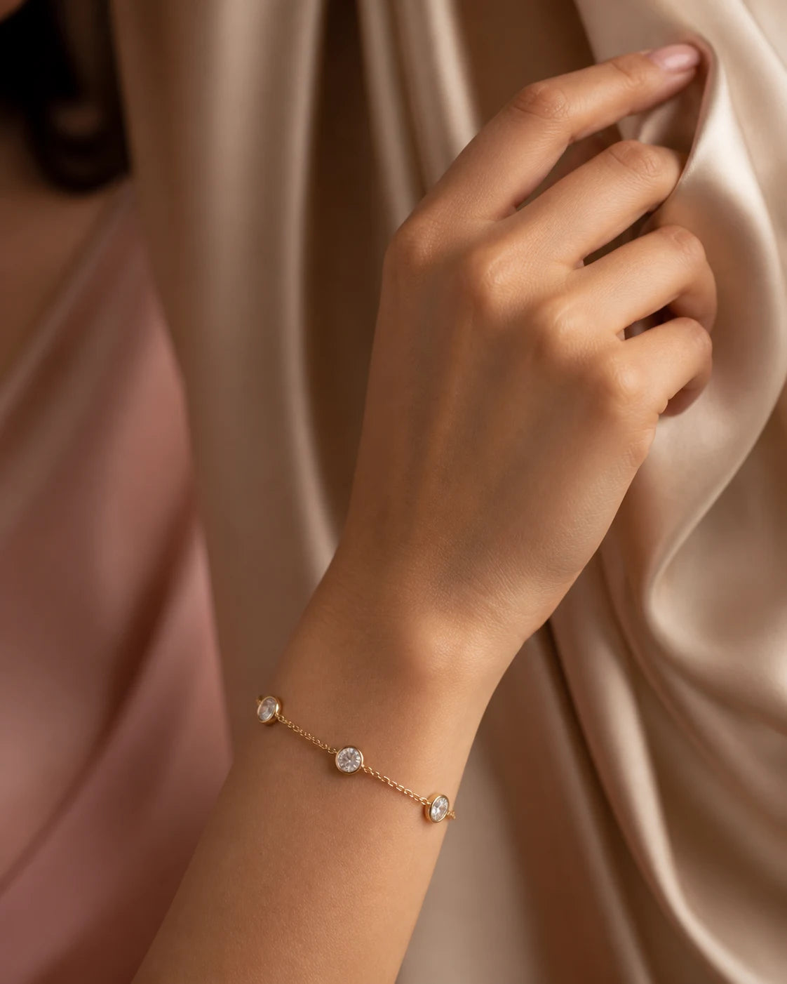 Classic Station Bracelet in an ARYAMOND editorial image