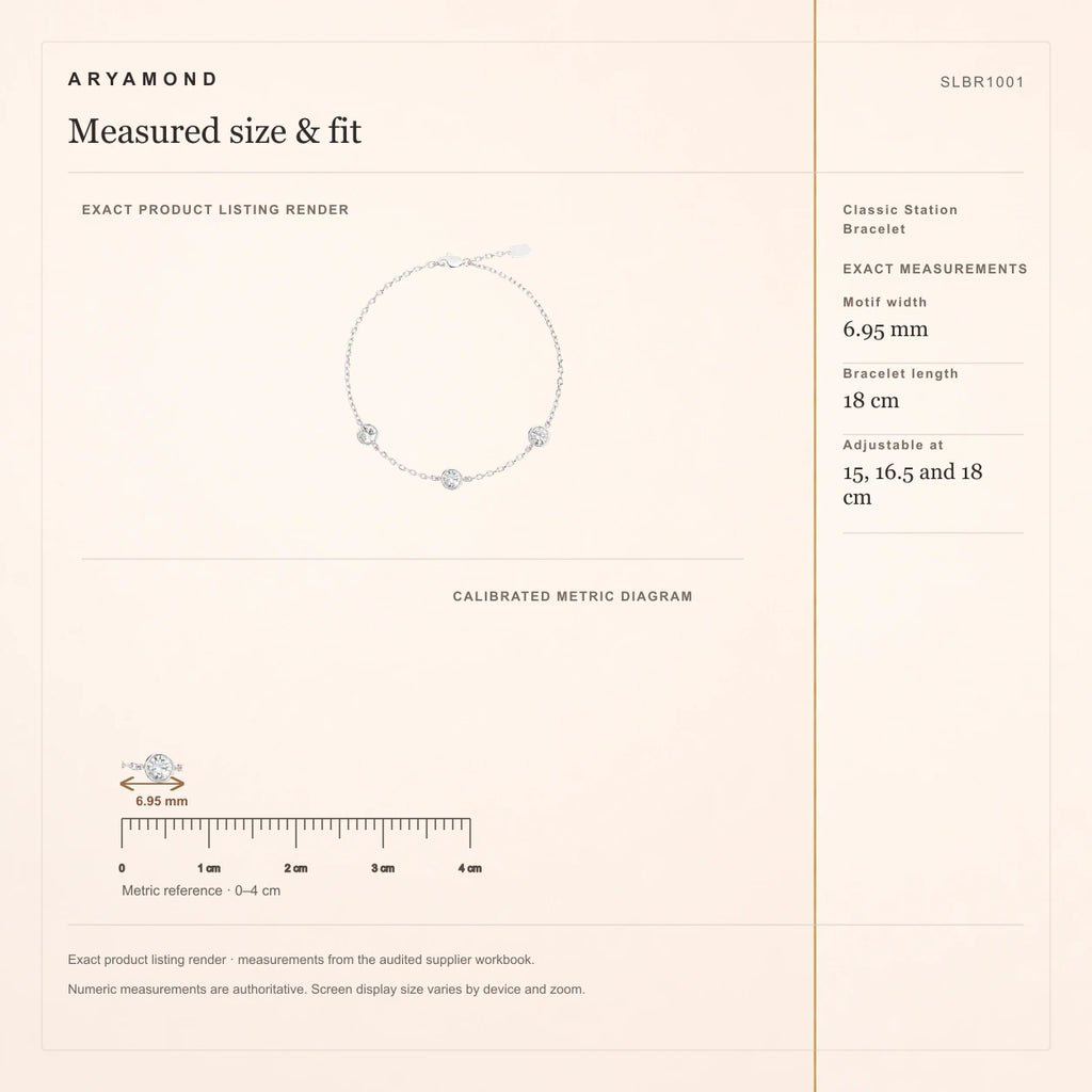 Classic Station Bracelet measured size and fit guide