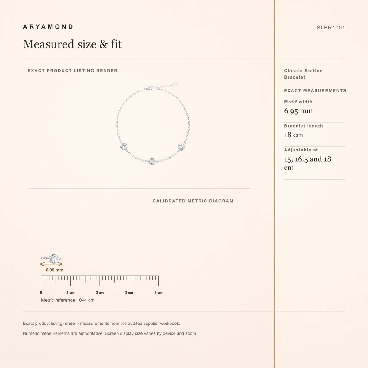 Classic Station Bracelet measured size and fit guide