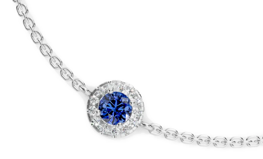 Celeste Halo Bracelet, blue stone