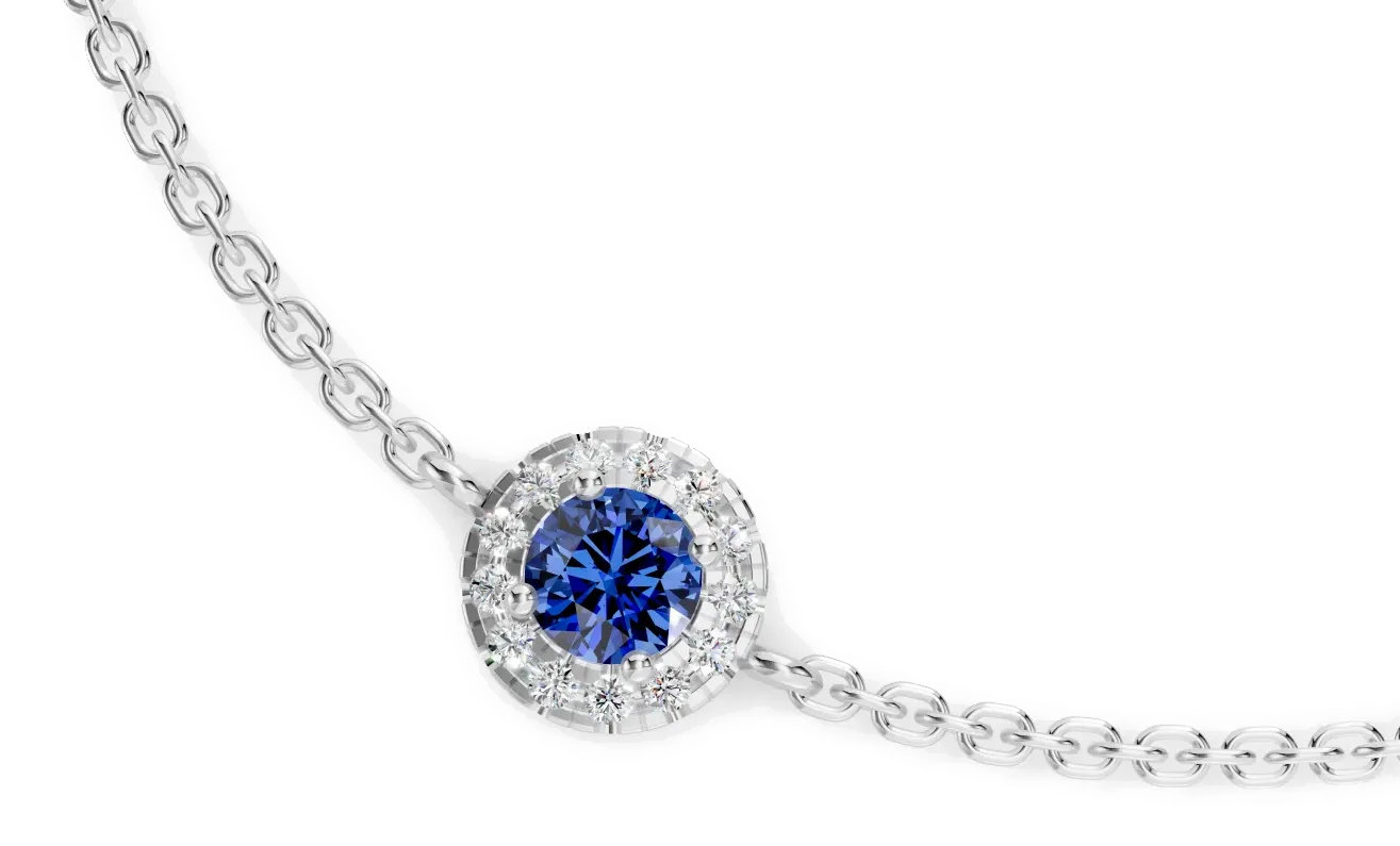 Celeste Halo Bracelet, blue stone