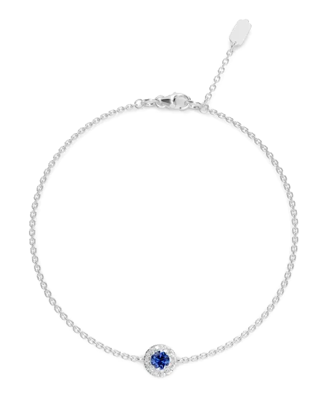 Celeste Halo Bracelet, blue stone