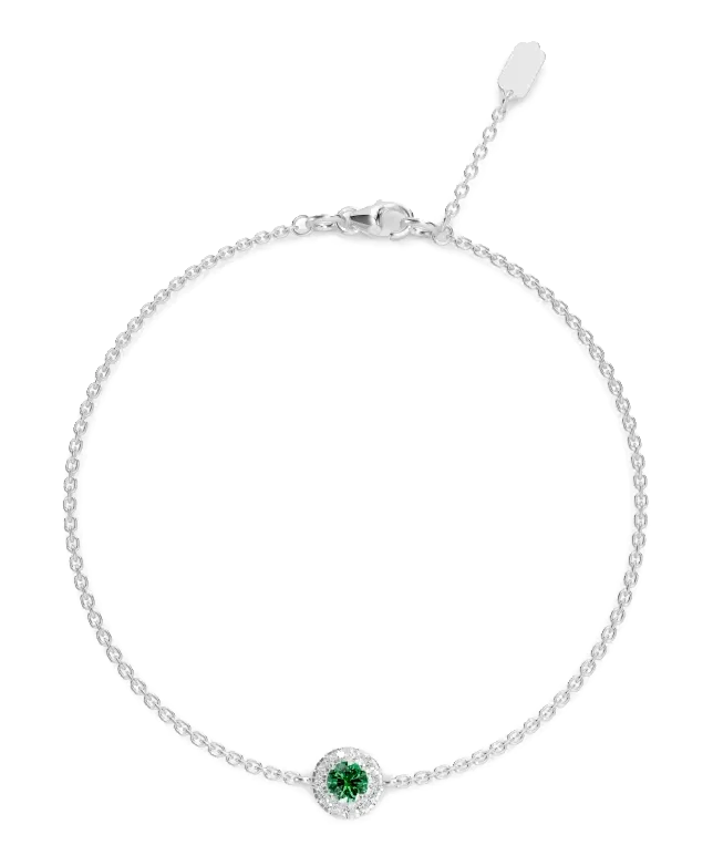 Celeste Halo Bracelet, green stone