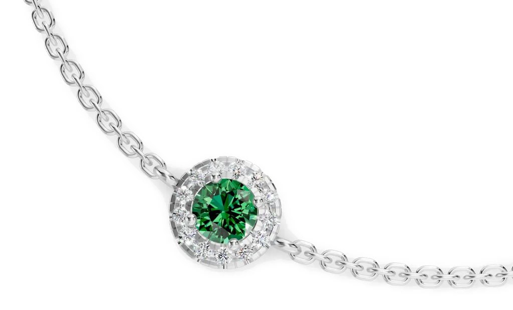 Celeste Halo Bracelet, green stone