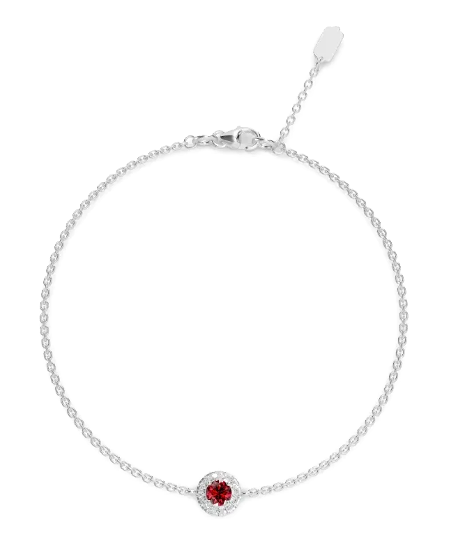 Celeste Halo Bracelet, red stone