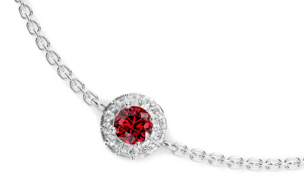 Celeste Halo Bracelet, red stone