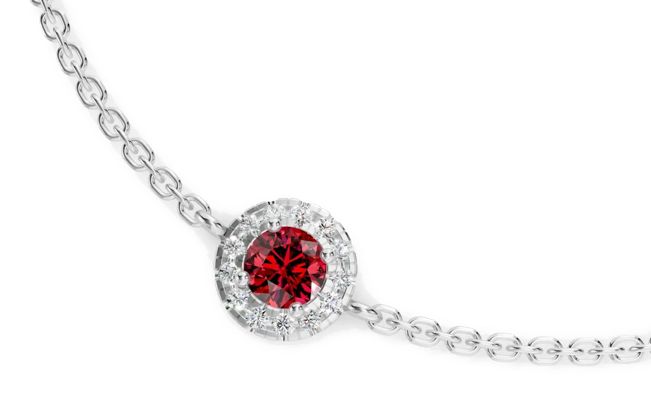 Celeste Halo Bracelet, red stone