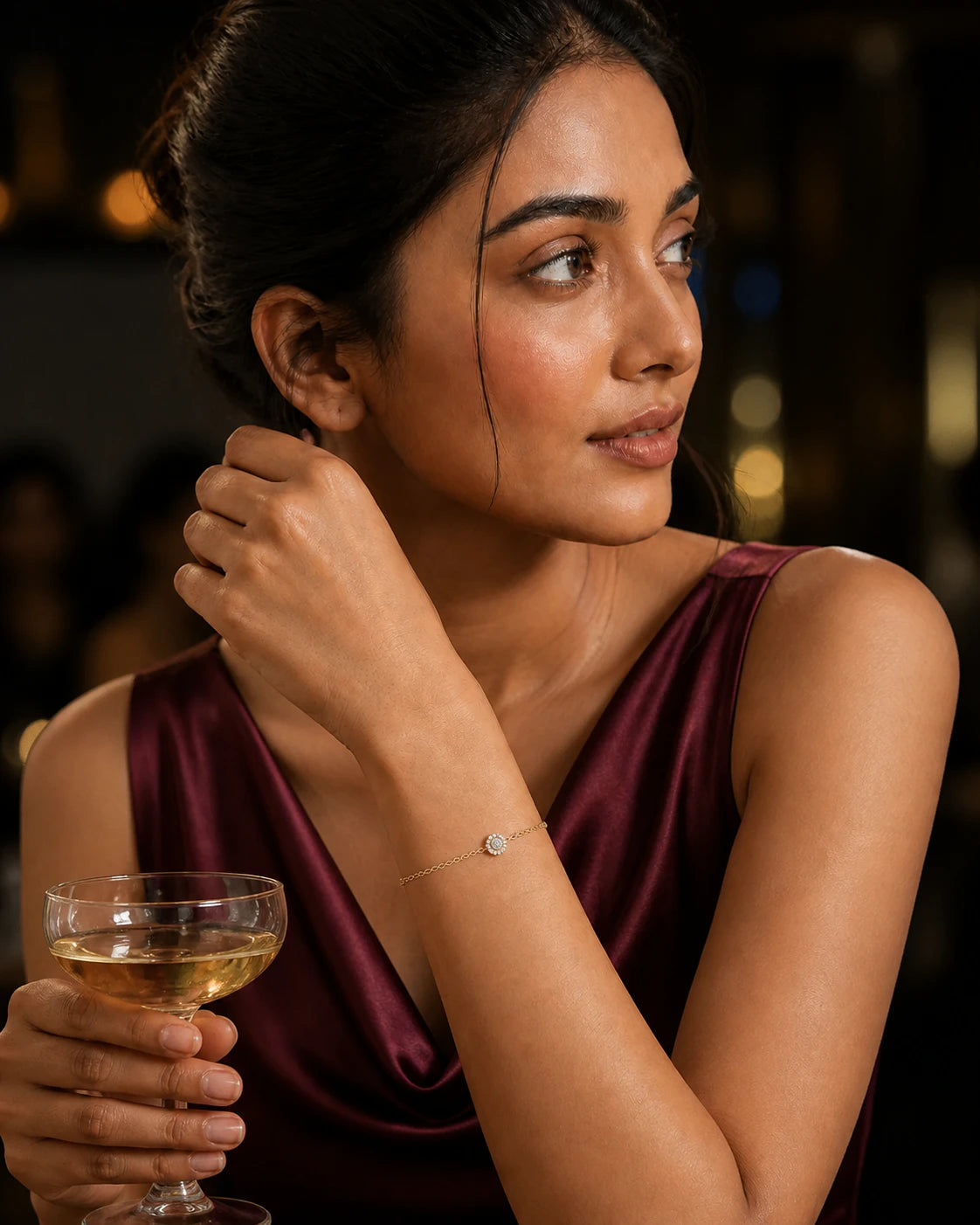 Celeste Halo Bracelet in an ARYAMOND editorial image