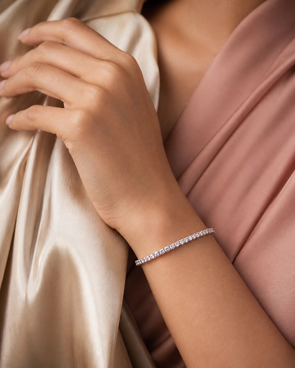 Classic Tennis Bracelet in an ARYAMOND editorial image