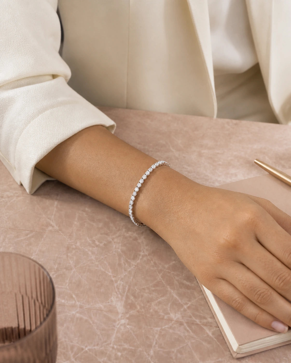 Classic Tennis Bracelet in an ARYAMOND editorial image