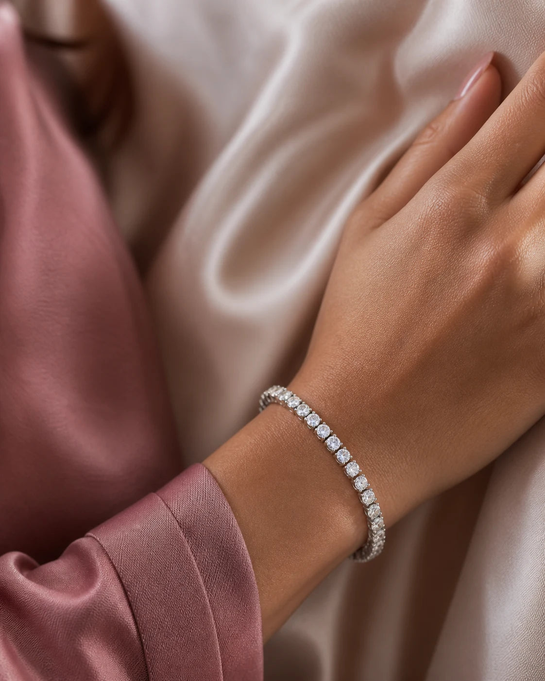 Classic Tennis Bracelet in an ARYAMOND editorial image