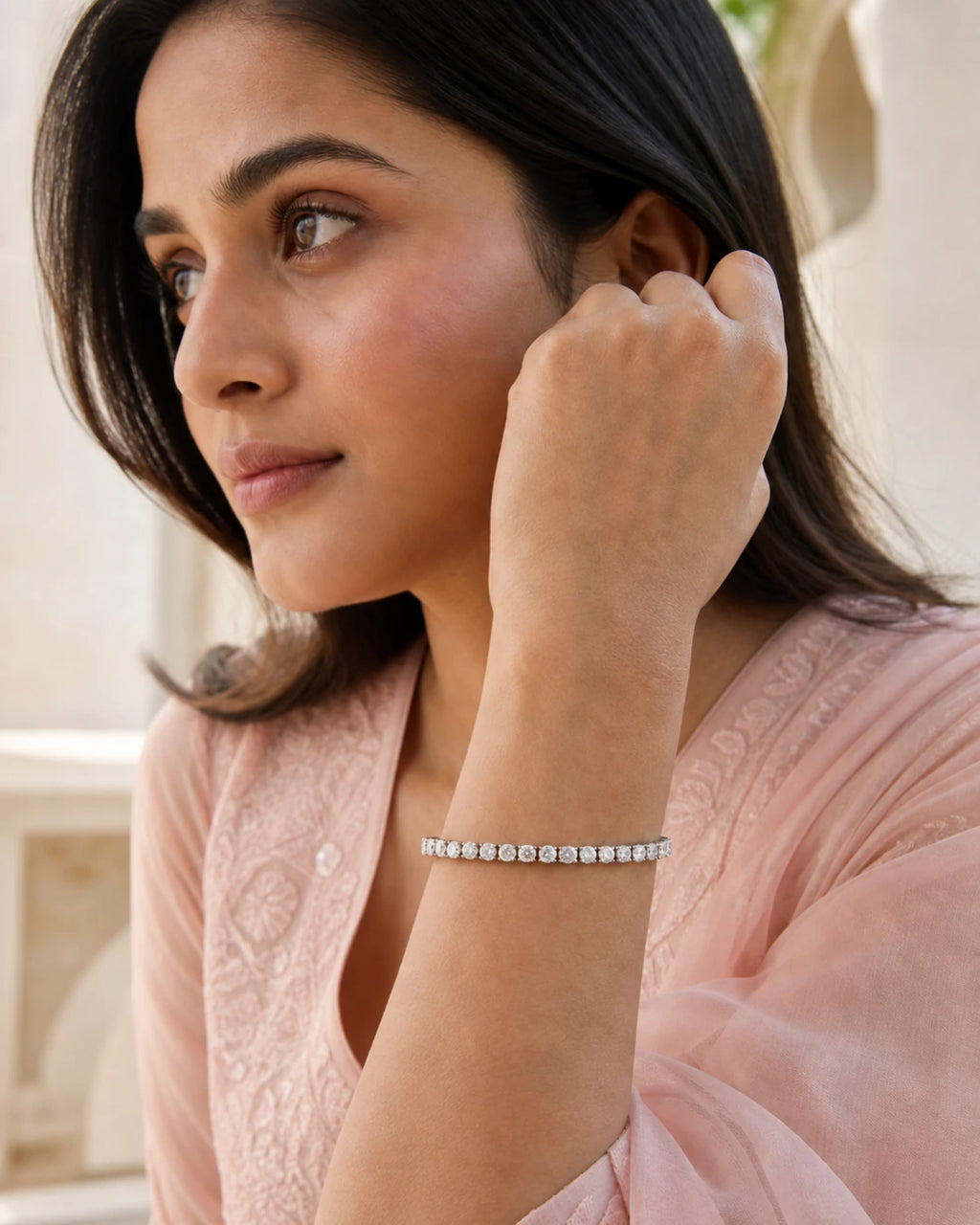 Classic Tennis Bracelet in an ARYAMOND editorial image