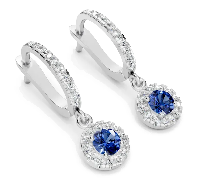 Celeste Drop Earrings, blue stone