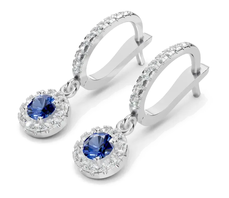 Celeste Drop Earrings, blue stone