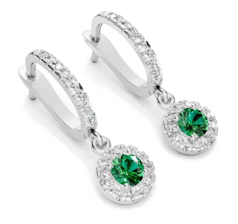 Celeste Drop Earrings, green stone