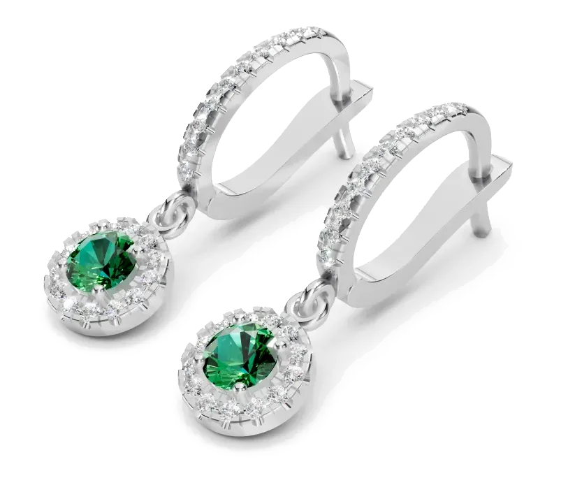 Celeste Drop Earrings, green stone