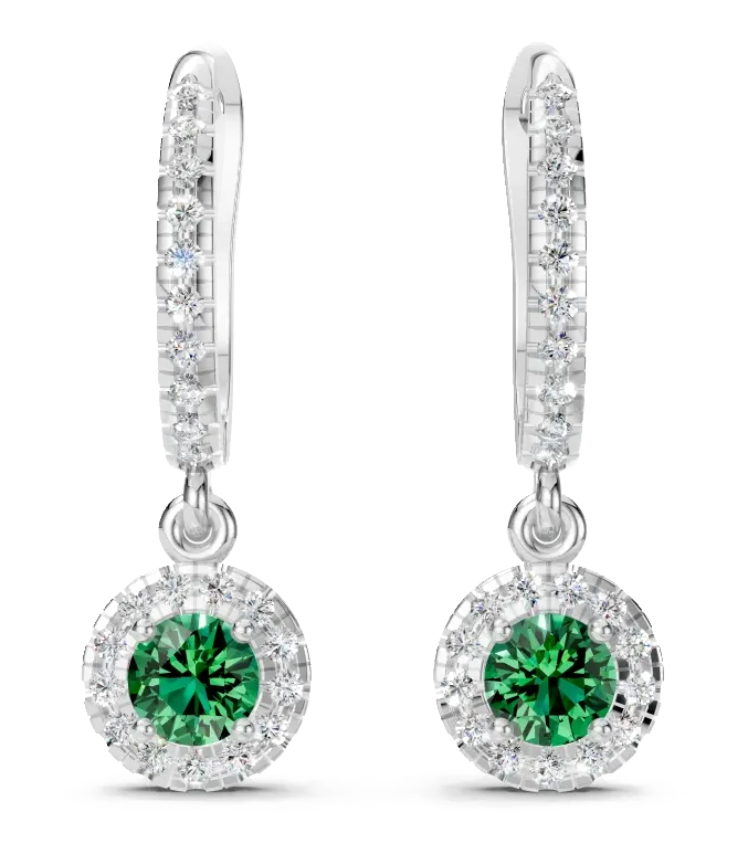 Celeste Drop Earrings, green stone