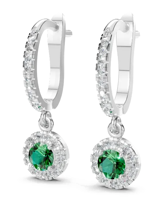 Celeste Drop Earrings, green stone