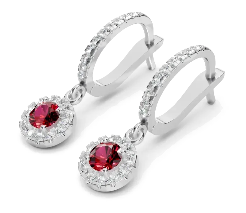 Celeste Drop Earrings, red stone
