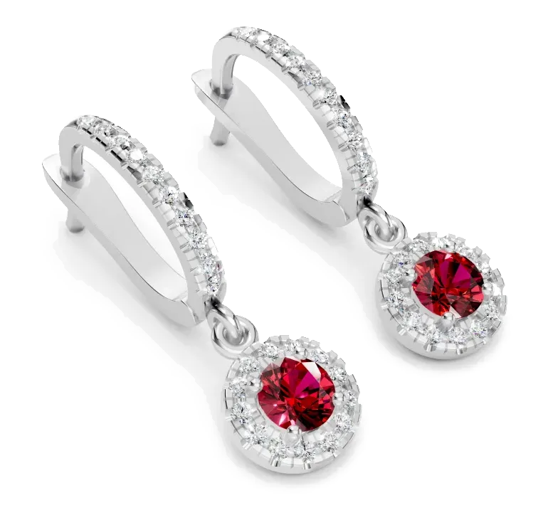 Celeste Drop Earrings, red stone