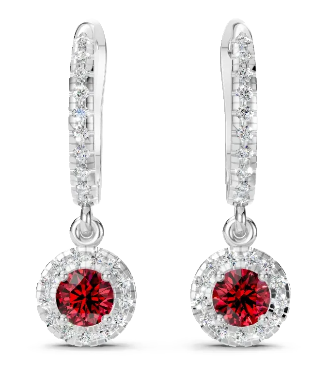 Celeste Drop Earrings, red stone