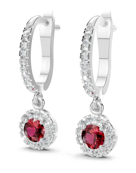 Celeste Drop Earrings, red stone