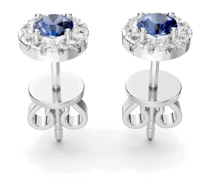 Celeste Stud Earrings, blue stone