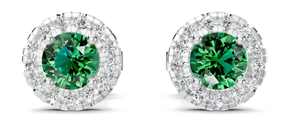 Celeste Stud Earrings, green stone