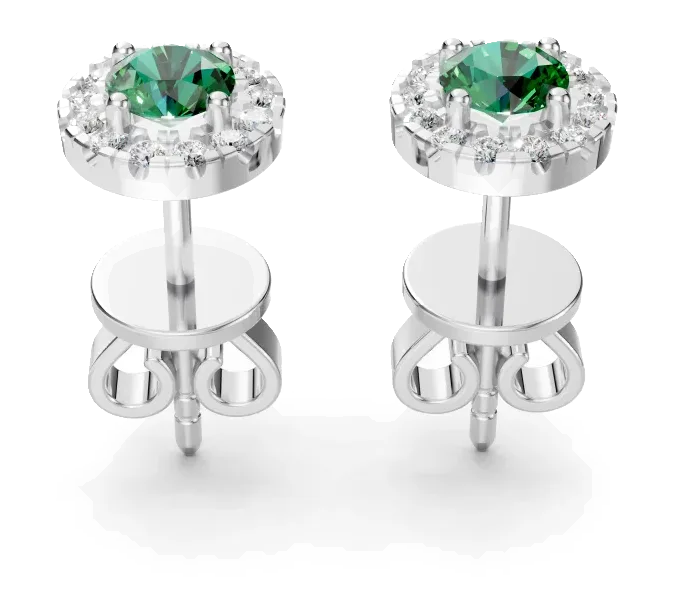 Celeste Stud Earrings, green stone