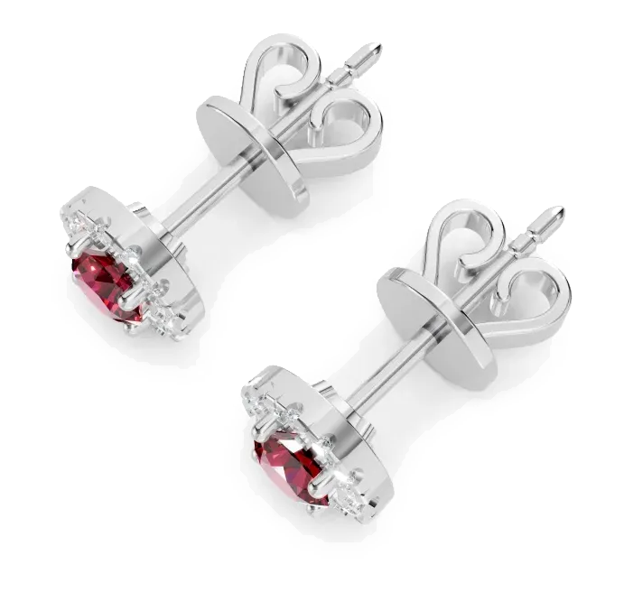 Celeste Stud Earrings, red stone