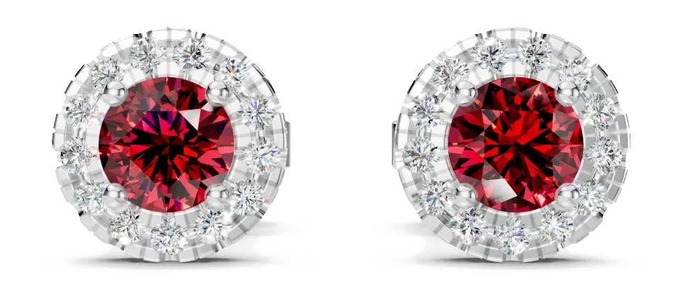 Celeste Stud Earrings, red stone
