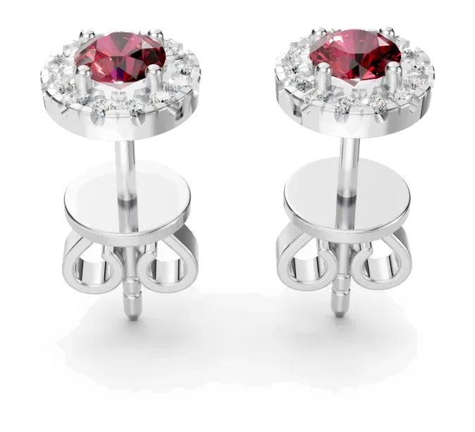 Celeste Stud Earrings, red stone