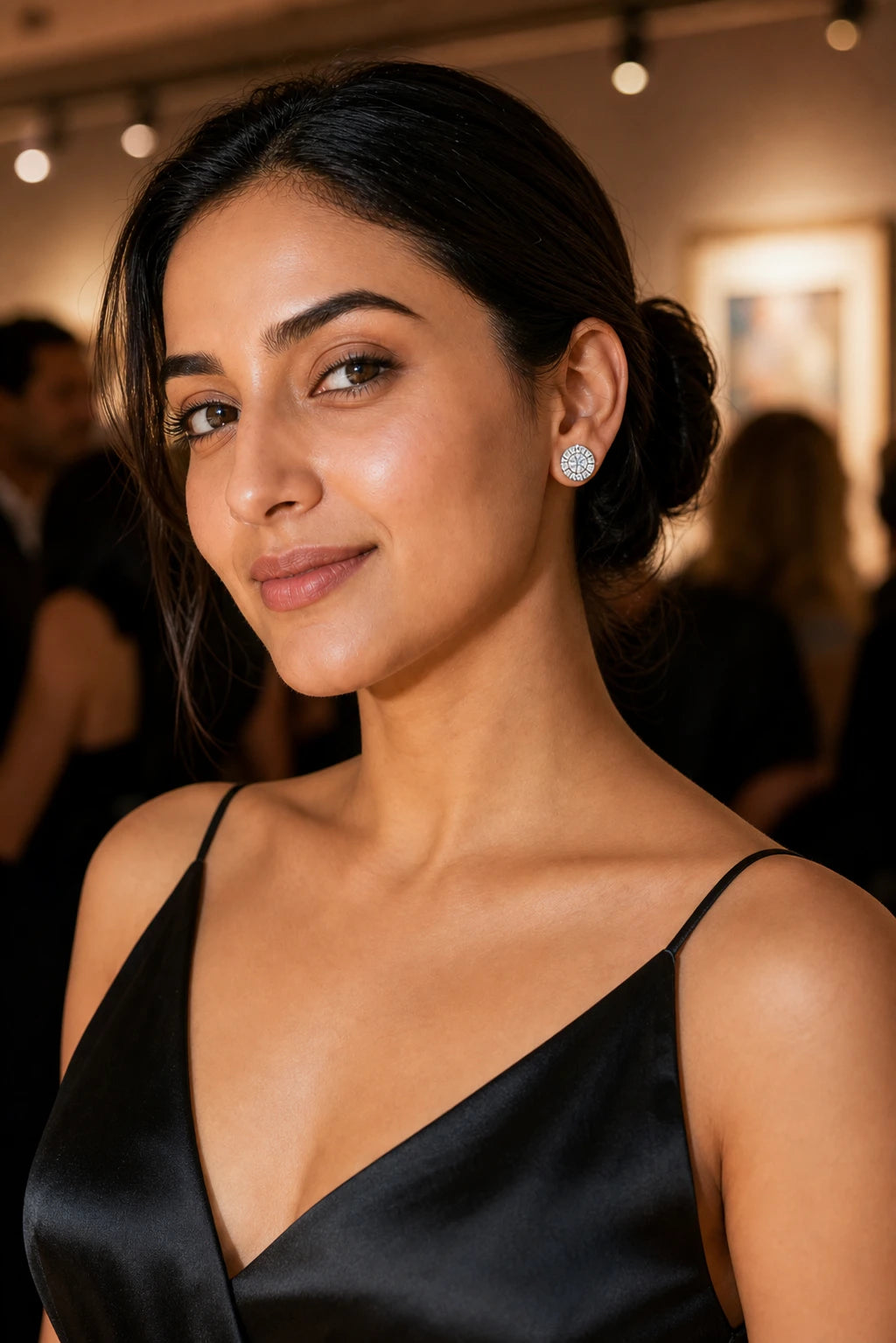 Celeste Stud Earrings in an ARYAMOND editorial image