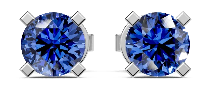 Classic Stud Earrings, blue stone
