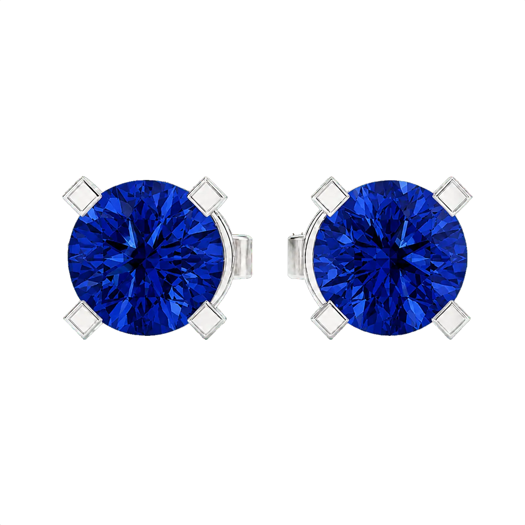 Classic Stud Earrings, blue stone