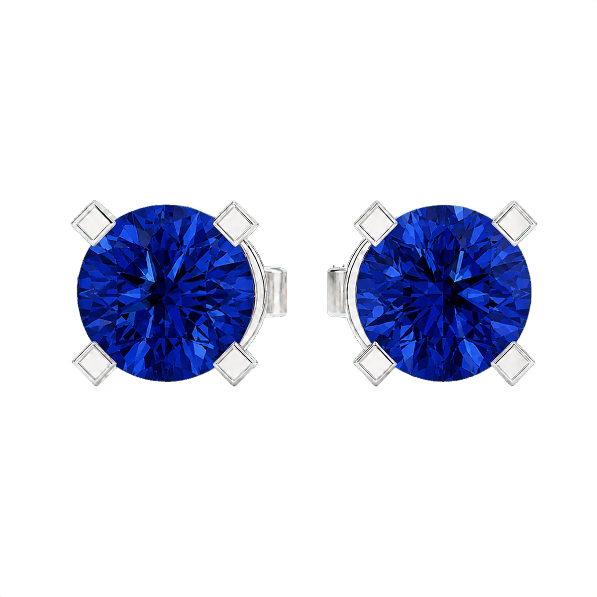 Classic Stud Earrings, blue stone