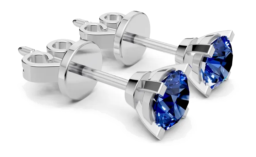 Classic Stud Earrings, blue stone