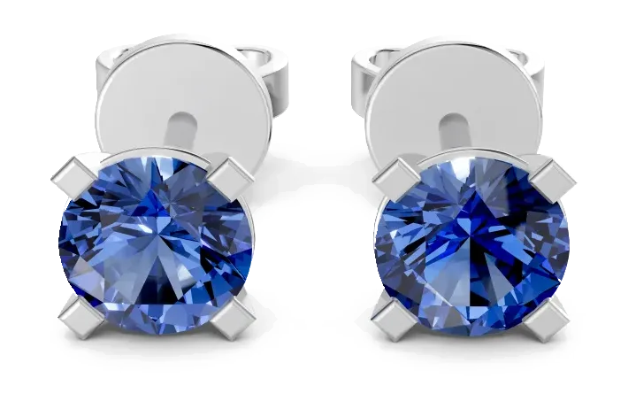 Classic Stud Earrings, blue stone