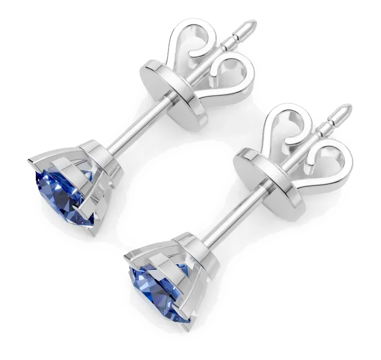 Classic Stud Earrings, blue stone