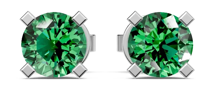 Classic Stud Earrings, green stone