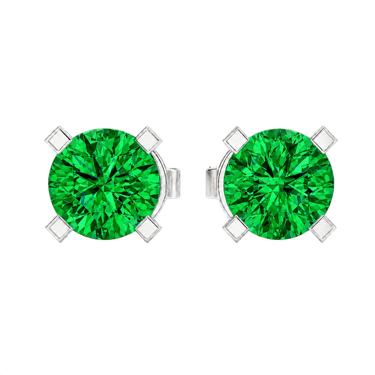 Classic Stud Earrings, green stone
