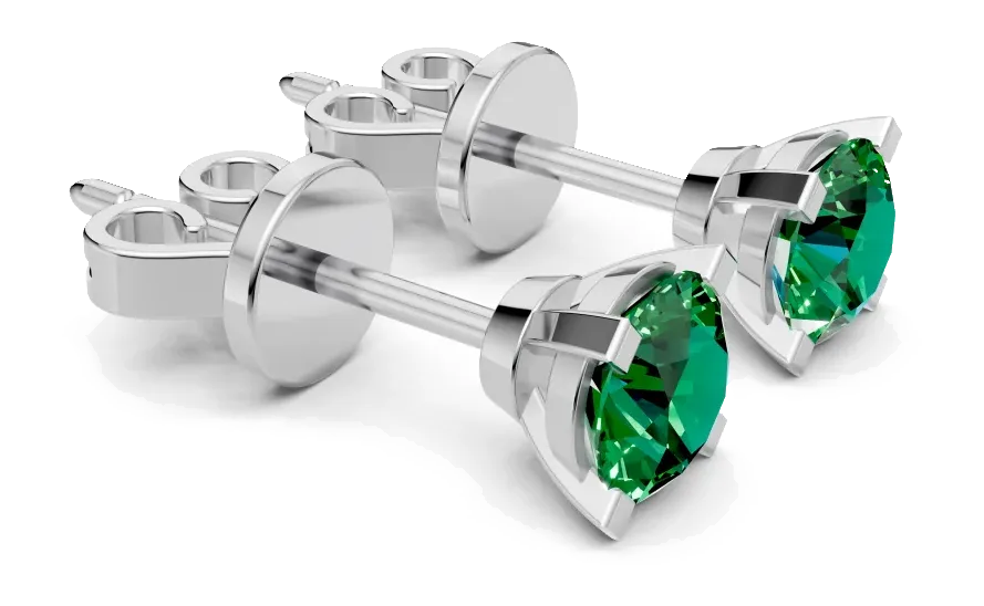 Classic Stud Earrings, green stone