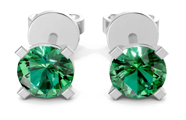 Classic Stud Earrings, green stone
