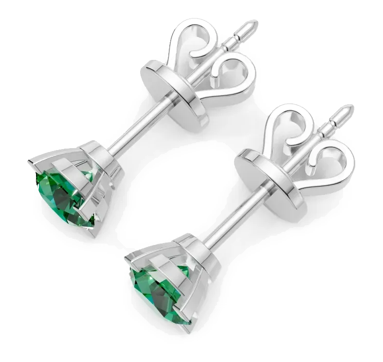 Classic Stud Earrings, green stone