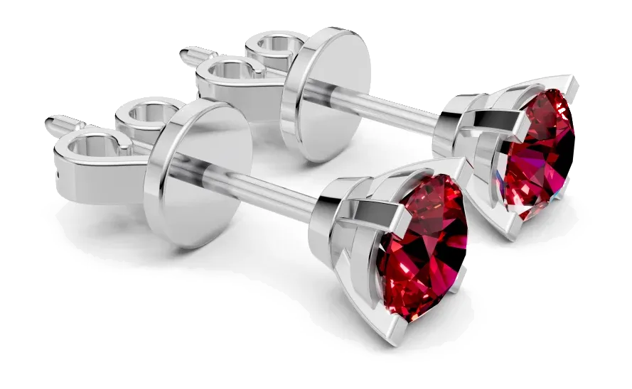 Classic Stud Earrings, red stone
