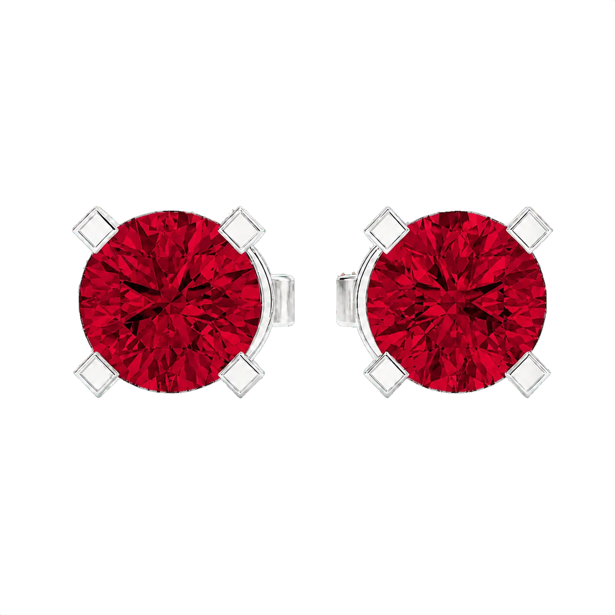 Classic Stud Earrings, red stone