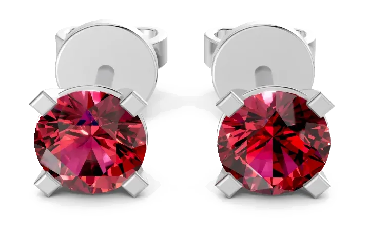 Classic Stud Earrings, red stone