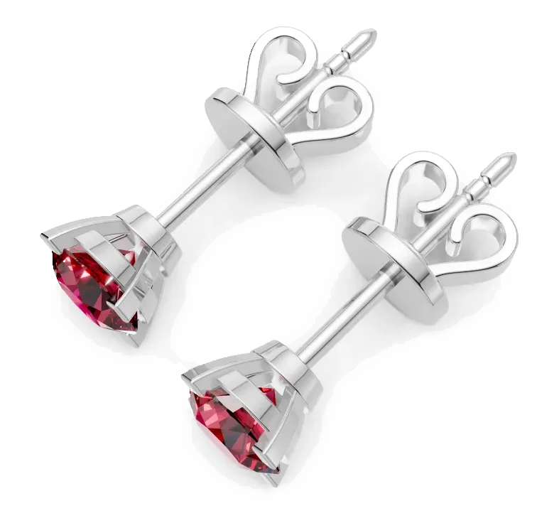 Classic Stud Earrings, red stone