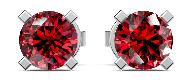 Classic Stud Earrings, red stone