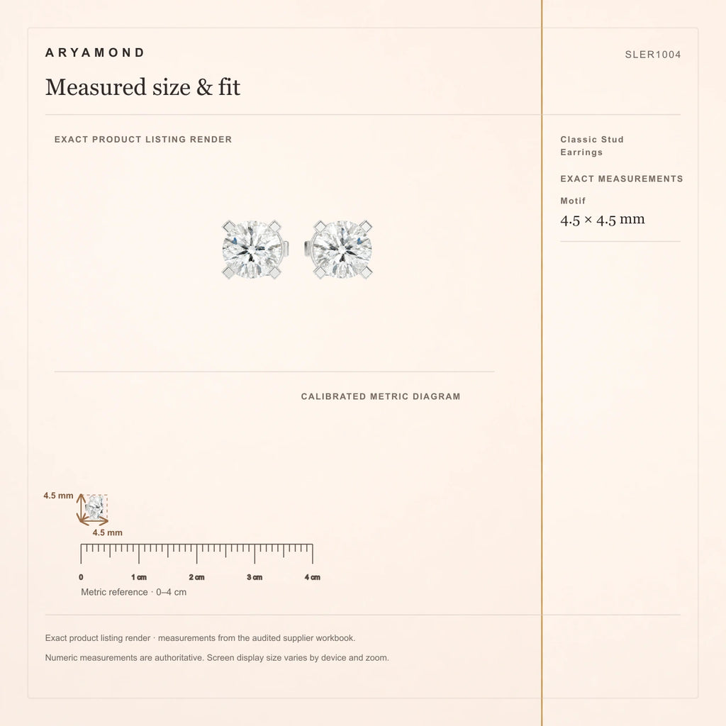 Classic Stud Earrings measured size and fit guide